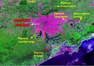 Represa
Guarapiranga
Represa
Billings
Represa
Taiaçupeba
Represa
Paiva Castro
Jundiaí
Reservatório
Jundiaí
MANCHA
URBANA
MANCHA
URBANA
 