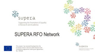 SUPERA RFO Network
This project has received funding from the
European Union's Horizon 2020 research and
innovation programme under grant agreement
No. 787829.
 