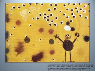 ARMFULS OF TIME: THE PSYCHOLOGICAL EXPERIENCE OF THE CHILD
WITH A LIFE-THREATENING ILLNESS, by Barbara M. Sourkes, © 1995. All
rights are controlled by the University of Pittsburgh Press, Pittsburgh, PA
15261. Used by permission of the University of Pittsburgh Press.
 