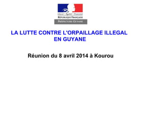 LA LUTTE CONTRE L'ORPAILLAGE ILLEGAL
EN GUYANE
Réunion du 8 avril 2014 à Kourou
 