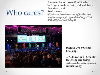 Who cares?
11
A team of hackers won $2 million by
building a machine that could hack better
than they could
Read more at
h...