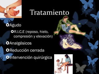 Tratamiento
Agudo
R.I.C.E (reposo, hielo,
compresión y elevación)

Analgésicos
Reducción cerrada
Intervención quirúrgica

 