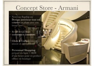 A la croisée du « cross-canaux » : SoLoMo 
http://www.dailymotion.com/video/xlwimb_louis-vuitton-amble-on-iad_shortfilms 
L’application « Amble with Louis Vuitton ». 
• L’objectif est de positionner la marque au sein d’un lifestyle. 
• L’application fournit un vrai service à valeur ajoutée, multi-écrans, 
et ancre la marque autour du voyage, une dimension 
« historique » de la marque. 
 