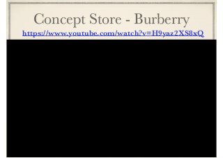 Concept Store - Burberry 
https://www.youtube.com/watch?v=H9yaz2XS8xQ 
 