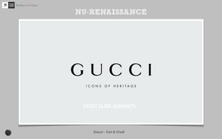 NU-RENAISSANCE




http://www.youtube.com/watch?v=I-t2qy5-kyo


             Gucci - Cut & Craft
 