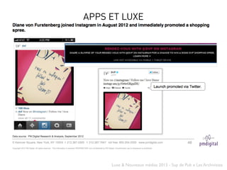 Luxe & Nouveaux médias 2013 - Sup de Pub x Les Archivistes
APPS ET LUXE
 