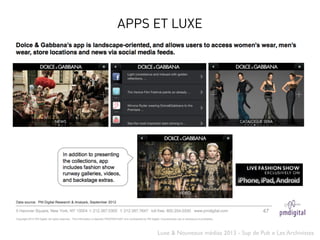 Luxe & Nouveaux médias 2013 - Sup de Pub x Les Archivistes
APPS ET LUXE
 