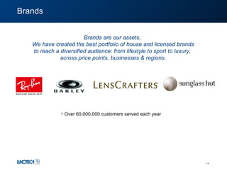 Brands Brands are our assets.  We have created the best portfolio of house and licensed brands to reach a diversified audience: from lifestyle to sport to luxury,  across price points, businesses & regions. Over 60,000,000 customers served each year 