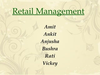 Amit Ankit Anjusha Bushra Rati Vickey Retail Management 