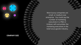 Most luxury companies are
small- or medium-size
enterprise. You could say the
number of marketing
executives in a P&G or
U...