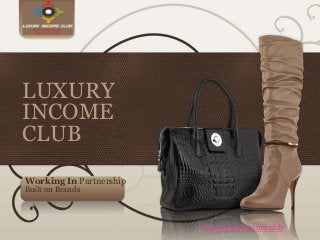 EQUITY
company slogan
Working In Partnership
Built on Brands
LUXURY
INCOME
CLUB
www.luxuryincome.club
 