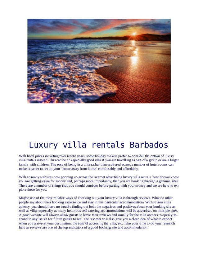 Luxury Villa Rentals Barbados