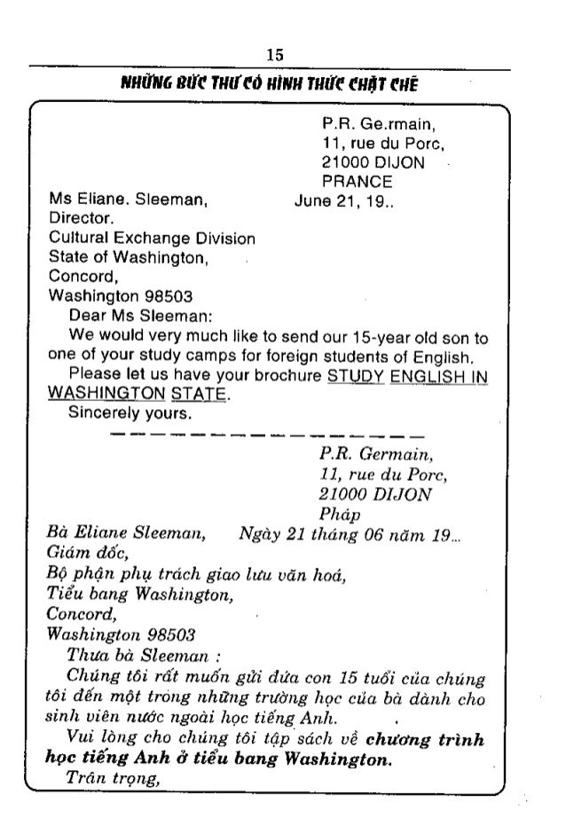 HOW TO WRITE LETTER IN ENGLISH CORRECTLY VIETNAMESE VERSION