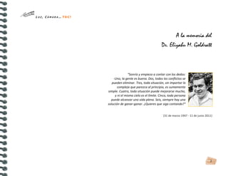 L U Z , C Á M A R A … T O C !
2
A la memoria del
Dr. Eliyahu M. Goldratt
“Sonrío y empiezo a contar con los dedos:
-Uno, l...