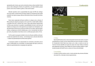 apropriado pelo cinema, que outros elementos dessa cultura também foram                                                                           Frankenstein
     para as telas (videogame, história em quadrinhos, surf, skate, baladas, grupos
     juvenis como emos, funkeiros, góticos, vida social escolar)?


        Abordar questões como a popularidade dos jogos de RPG dos videoga-
     mes, pois exige o conhecimento da língua inglesa ou da japonesa para poder
     progredir nas ações do jogo, idiomas dominantes desse mercado de entrete-
     nimento.
                                                                                          Gênero: Terror                           Elenco
                                                                                          Duração: 70 minutos                      Colin Clive – Dr. Henry Frankenstein
         Outra marca registrada da ﬁcção cientíﬁca é a relação com as ciências. O         Lançamento: 1931                         Mae Clarke – Elizabeth
     ﬁlme pode gerar algumas pesquisas como: quem foi o citado Galileu Galilei e          Produção: EUA                            John Boles – Victor Moritz
     o paralelo entre ele e o doutor Sid; o que se sabe sobre plasma (aparecendo,         Classiﬁcação etária: 12 anos             Boris Karloﬀ – The Monster
                                                                                                                                   Edward Van Sloan – Dr. Waldman
     no ﬁlme, para amortecer as quedas); a possibilidade de existir uma forma de
                                                                                          Ficha técnica                            Frederick Kerr – Baron Frankenstein
     matéria ou energia como a dos espectros (ora tangíveis ora intangíveis); a du-
                                                                                          Direção: James Whale                     Dwight Frye – Fritz
     pla dimensão da ciência que se discute no ﬁlme: por um lado, capaz de poten-         Roteiro: Garrett Fort, Francis Edwards   Lionel Belmore – The Burgermaster
     cializar a energia que constrói (voltada para a cura e manutenção da vida) e,        Faragoh                                  Marilyn Harris – Little Maria
     por outro, de produzir armas letais (como o canhão que paira sobre a Terra).         Produção: Carl Laemmle Jr.
                                                                                          Fotograﬁa: Arthur Edeson

         Por ﬁm, pode-se pesquisar também como era a ﬁcção cientíﬁca na literatu-
     ra antes do surgimento do cinema – com destaque para a obra de Júlio Verne
     – e depois da popularização dos ﬁlmes desse gênero.                                    O filme
                                                                                          Boris Karloﬀ estrela como o mais memorável monstro do cinema, no que é
         As pesquisas podem ser apresentadas em seminários, discutidas junto à        considerado por muitos um dos maiores ﬁlmes de terror de todos os tempos.
     classe, condensadas em um portfólio, ou ainda podem dar base a outros tra-       Dr. Frankenstein (Colin Clive) ousa mexer com a vida e a morte ao criar um
     balhos de aprofundamento e ampliação de repertório.                              monstro humano (Karloﬀ) com parte de corpos sem vida. O ﬁlme se destaca
                                                                                      pela adaptação do diretor James Whale do romance de Mary Shelley e a apai-
                                                                                      xonada atuação de Karloﬀ como a criatura em busca de identidade.


                                                                                            Curiosidades
                                                                                      •     A estética do ﬁlme lembra muito o cinema alemão das primeiras décadas
                                                                                            do século XX, o chamado cinema expressionista.




62   Caderno de Cinema do Professor – Um                                                                                                     Luz, Câmera... Educação!     63
 