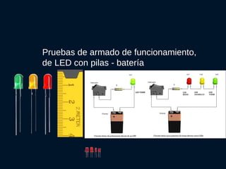Pruebas de armado de funcionamiento,  de LED con pilas - batería 
