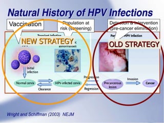 Vaccination Population at
risk (screening)
Detection & Intervention
(pre-cancer elimination)
OLD STRATEGYNEW STRATEGY
 