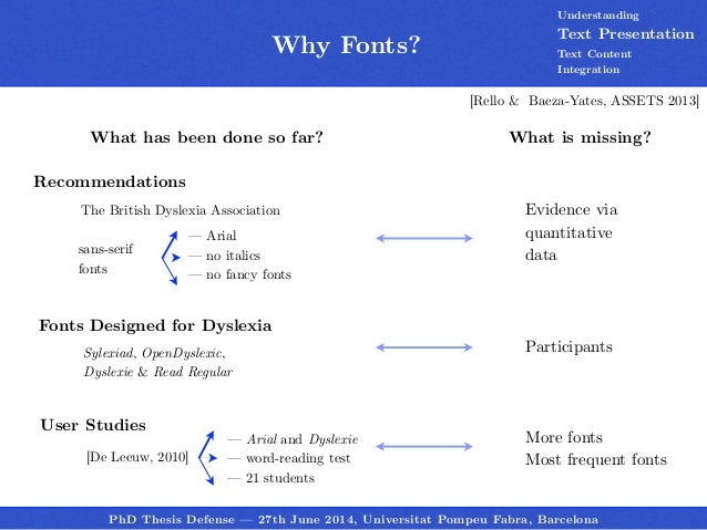 phd dissertation font size