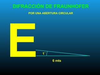 DIFRACCIÓN DE FRAUNHOFER
POR UNA ABERTURA CIRCULAR
E 6 mts
1´
 