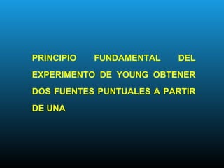 PRINCIPIO FUNDAMENTAL DEL
EXPERIMENTO DE YOUNG OBTENER
DOS FUENTES PUNTUALES A PARTIR
DE UNA
 