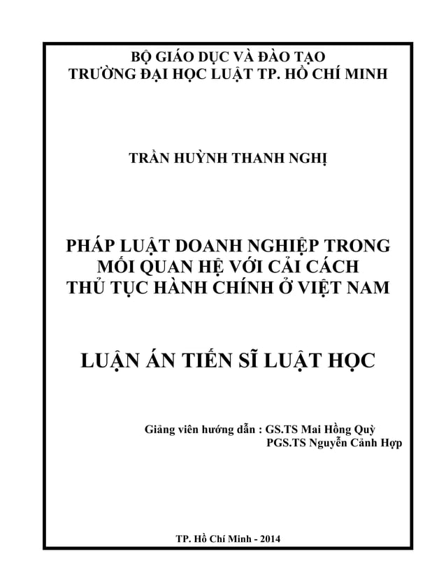 Phap luat doanh nghiep trong quan he cai cach thu tuc hanh chinh pdf