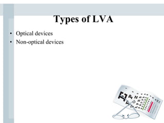 Types of LVA
• Optical devices
• Non-optical devices
 