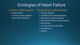 • Non-ischemic cardiomyopathy• Ischemic cardiomyopathy
 