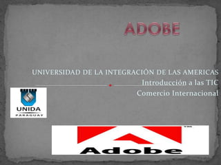 UNIVERSIDAD DE LA INTEGRACIÓN DE LAS AMERICAS
                          Introducción a las TIC
                         Comercio Internacional
 