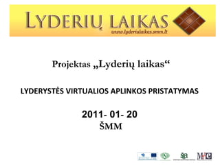 Projektas  „Lyderių laikas“ LYDERYSTĖS VIRTUALIOS APLINKOS PRISTATYMAS   2011 -  01 -  20   ŠMM 