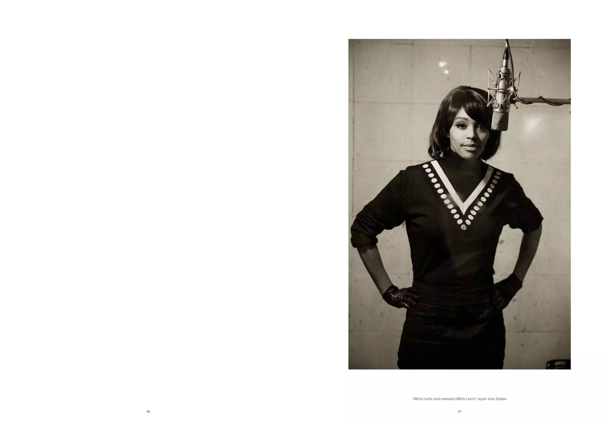 36 37
1960s turtle neck sweater,1960s Levi’s® super slim Spikes
 