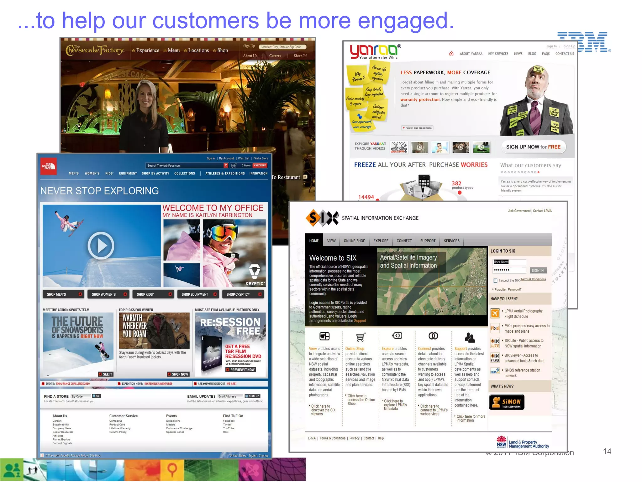 ...to help our customers be more engaged.




                                            © 2011 IBM Corporation   14
 
