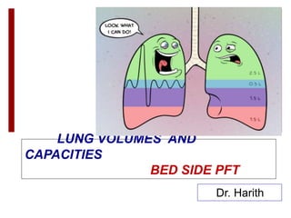 LUNG VOLUMES AND
CAPACITIES
BED SIDE PFT
Dr. Harith
 