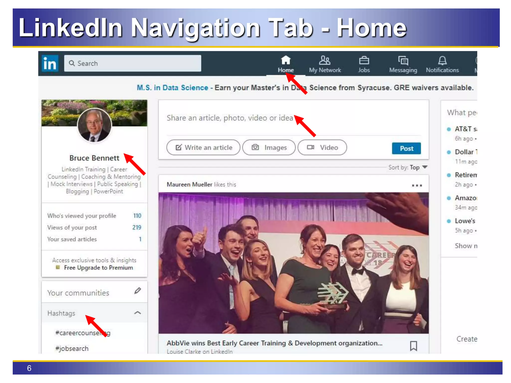 6
LinkedIn Navigation Tab - Home
 