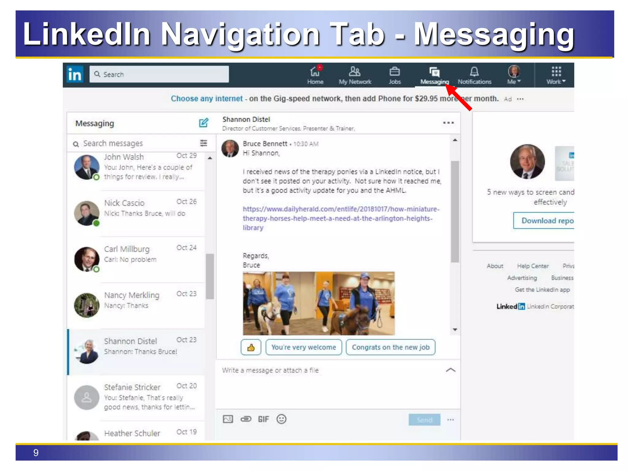 9
LinkedIn Navigation Tab - Messaging
 