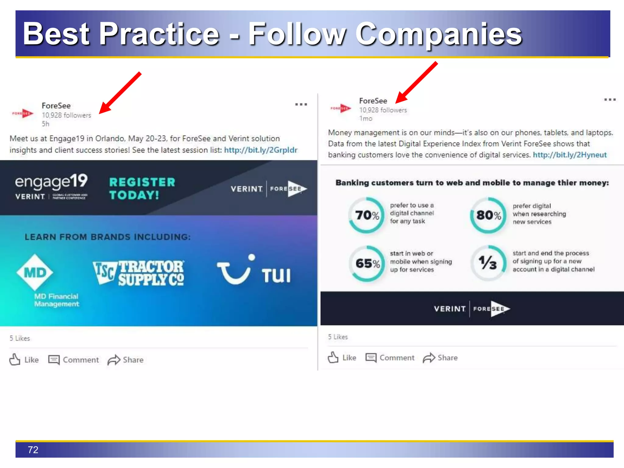 72
Best Practice - Follow Companies
 