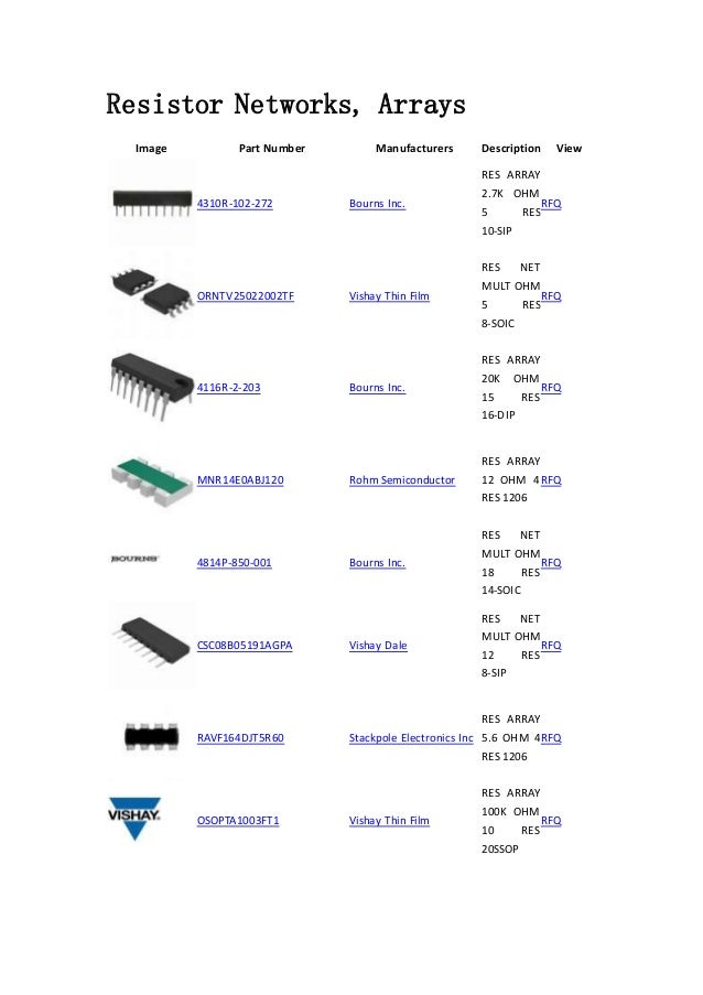 Resistor Networks, Arrays Resistors