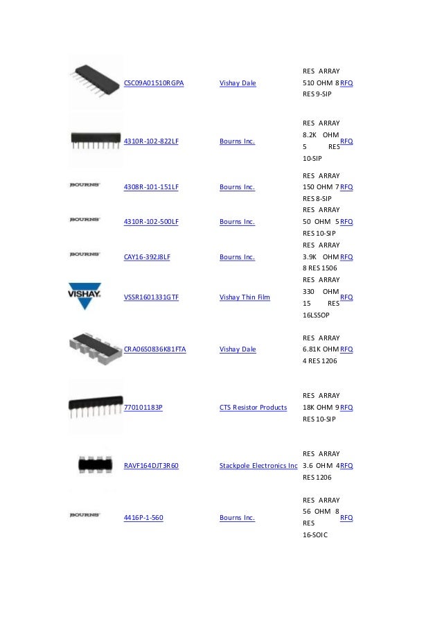 Resistor Networks, Arrays Resistors