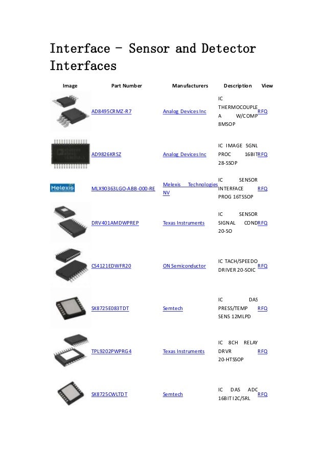 Interface - Sensor and Detector Interfaces -Integrated Circuits (ICs)…