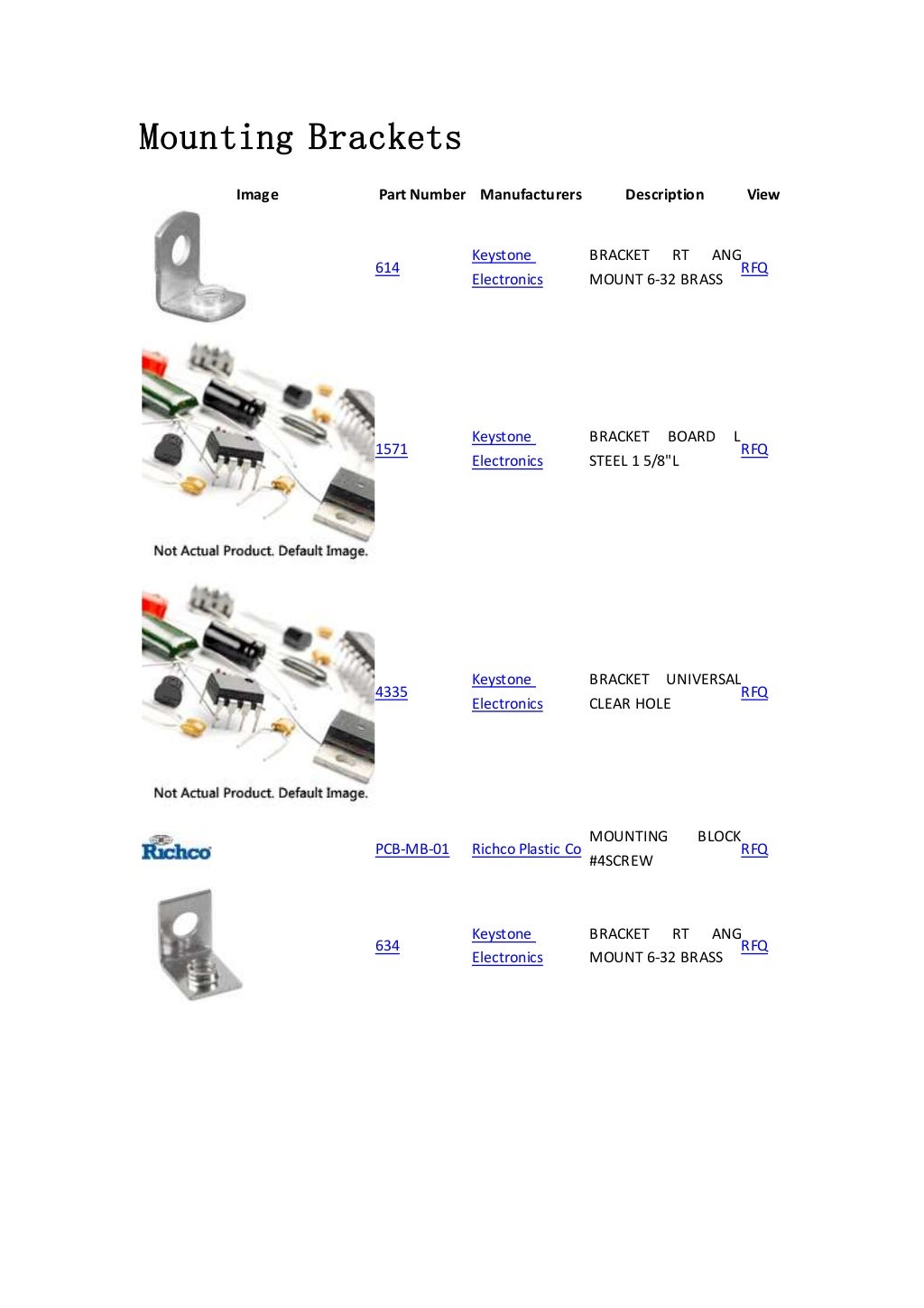 Mounting Brackets Hardware, Fasteners, Accessories