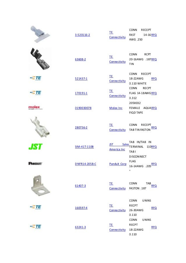 Terminals Quick Connects, Quick Disconnects Connectors