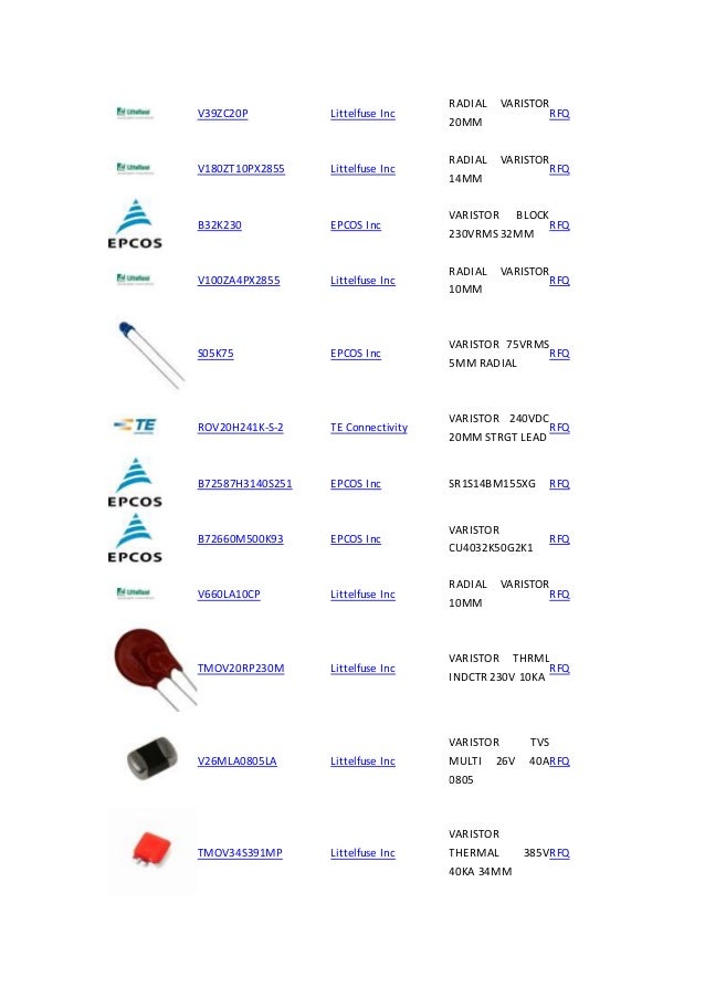 TVS Varistors, MOVs Circuit Protection