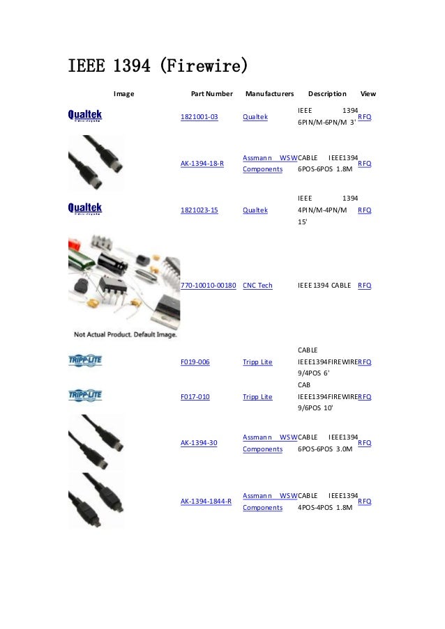 IEEE 1394 (Firewire) -Cable Assemblies - componentship.com