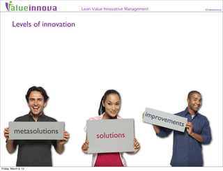 alueinnova              Lean Value Innovative Management             ©Valueinnova




        Levels of innovation




   ...