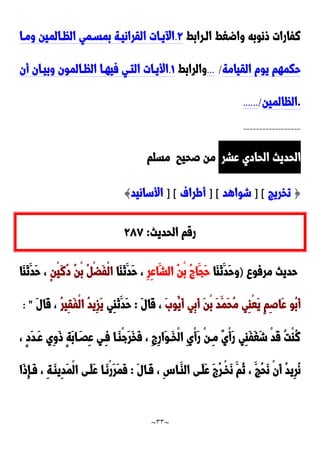 ~
33
~
‫الدرابط‬ ‫واضغط‬ ‫ونوبه‬ ‫نفارات‬
9
.
‫ومدا‬ ‫الظدالمين‬ ‫بمسدمي‬ ‫القرانيدة‬ ‫يدات‬ ‫ا‬
‫القيامة‬ ‫يوم‬ ‫حكمهم‬
/
...
‫والراب‬
‫ط‬
0
.
‫أن‬ ‫وبيدان‬ ‫الظدالمون‬ ‫فيهدا‬ ‫التدي‬ ‫األيدات‬
.
‫الظالمين‬
/
......
------------------
‫عشر‬ ‫الحادي‬ ‫الحديث‬
‫صحيب‬ ‫من‬
‫مسلم‬
{
‫تخريج‬
] [
‫شواهد‬
] [
‫أطراف‬
] [
‫األسانيد‬
}
‫الحديث‬ ‫رقم‬
:
922
‫مرفو‬ ‫حديث‬
)
‫َا‬‫ا‬َ‫ن‬َ‫َد‬‫ح‬‫و‬
ِ‫ر‬ِ‫ع‬‫َا‬‫الش‬ ُ‫ن‬ْ‫ب‬ ُ ‫َا‬‫َج‬‫ح‬
‫َا‬‫ا‬َ‫ن‬َ‫َد‬‫ح‬ ،
ٍ‫ن‬ْ‫ي‬َ‫ن‬ُ‫د‬ ُ‫ن‬ْ‫ب‬ ُ ْ‫ض‬َ‫ف‬ْ‫ل‬‫ا‬
‫َا‬‫ا‬َ‫ن‬َ‫َد‬‫ح‬ ،
‫ِي‬‫ا‬ْ‫ع‬َ‫ي‬ ٍ‫م‬ِ‫ص‬‫َا‬‫ع‬ ‫ُو‬‫ب‬َ‫أ‬
ََ‫ُو‬‫َي‬‫أ‬ ‫ِي‬‫ب‬َ‫أ‬ َ‫ن‬ْ‫ب‬ َ‫د‬َ‫َم‬‫ح‬ُ‫م‬
َ‫ل‬‫َا‬‫ق‬ ،
:
‫ِي‬‫ا‬َ‫ن‬َ‫َد‬‫ح‬
ُ‫ر‬‫ِي‬‫ق‬َ‫ف‬ْ‫ل‬‫ا‬ ُ‫د‬‫ِي‬‫ز‬َ‫ي‬
َ‫ل‬‫َا‬‫ق‬ ،
: "
ِ‫ع‬ ‫ِدي‬‫ف‬ ‫َدا‬‫ا‬ْ‫ج‬َ‫ر‬َ‫خ‬َ‫ف‬ ، ِ ِ‫ر‬‫َا‬‫و‬‫َد‬‫خ‬ْ‫ل‬‫ا‬ ِ‫ي‬ْ‫أ‬َ‫ر‬ ْ‫ن‬‫ِد‬‫م‬ ٌ‫ي‬ْ‫أ‬َ‫ر‬ ‫ِي‬‫ا‬َ‫ف‬َ‫غ‬َ‫ش‬ ْ‫د‬َ‫ق‬ ُ‫ت‬ْ‫ا‬ُ‫ن‬
، ٍ‫د‬َ‫د‬‫َد‬‫ع‬ ‫ِي‬‫و‬َ‫و‬ ٍ‫ة‬َ‫ب‬‫ا‬َ‫َد‬
َ‫ل‬‫َدا‬‫ق‬ ، ِِ‫َدا‬‫الا‬ ‫َدى‬‫ل‬َ‫ع‬ َ ُ‫ر‬‫ْد‬‫خ‬َ‫ن‬ َ‫ُم‬‫ن‬ ، َ‫ُج‬‫ح‬َ‫ن‬ ْ‫ن‬َ‫أ‬ ُ‫د‬‫ِي‬‫ر‬ُ‫ن‬
:
‫َا‬‫و‬ِ‫إ‬‫َد‬‫ف‬ ، ِ‫ة‬‫َد‬‫ا‬‫ِي‬‫د‬َ‫م‬ْ‫ل‬‫ا‬ ‫َدى‬‫ل‬َ‫ع‬ ‫َدا‬‫ن‬ْ‫ر‬َ‫ر‬َ‫م‬َ‫ف‬
 