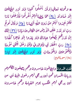 ~
48
~
◙
‫ي‬
‫ل‬‫عا‬‫ت‬ ‫وله‬‫ف‬‫و‬
(
َ
‫ن‬‫ي‬ ِ
‫م‬ِ‫ل‬‫ا‬
َ
‫ظ‬‫ل‬‫ا‬ ِ‫ذ‬ ِ
‫ر‬
َ
‫ت‬ ‫آ‬
َ
‫ل‬
َ
‫و‬ ‫ا‬ ًّ
‫ر‬‫ي‬ِ‫ن‬
َ
‫ك‬ ‫وا‬‫ل‬
َ
‫ض‬
َ
‫ا‬ ْ
‫د‬
َ
‫ق‬
َ
‫و‬
‫آ‬
ًّ
‫ل‬‫آ‬
َ
‫ل‬
َ
‫ض‬ ‫آ‬
َ
‫ل‬ِ‫ا‬
(
14
)
‫ا‬
َ
‫م‬ ِ
‫م‬
‫ا‬ًّ
‫ار‬
َ
‫ت‬ ‫وا‬‫ل‬ ِ
‫ح‬ ْ
‫ذ‬‫ا‬
َ
‫ف‬ ‫وا‬‫ف‬ ِ
‫ر‬
ْ
‫ع‬‫ا‬
ْ
‫م‬ ِ
‫ه‬ ِ
‫ن‬‫ا‬
َ
‫ن‬‫ن‬ ِ‫ظ‬
َ
‫خ‬
‫ا‬ًّ
‫ار‬
َ
‫ص‬
ْ
‫ب‬
َ
‫ا‬ ِ‫ه‬
َ
‫الل‬ ِ
‫ن‬‫و‬‫ذ‬
ْ
‫ن‬ ِ
‫م‬ ْ
‫م‬‫ه‬
َ
‫ل‬ ‫وا‬‫د‬ ِ
‫ح‬
َ
‫ي‬ ْ
‫م‬
َ
‫ل‬
َ
‫ف‬
(
15
)
ٌ
‫ج‬
‫و‬‫ب‬
َ
‫ال‬
َ
‫ف‬
َ
‫و‬
‫ا‬ًّ
‫ار‬
َ
‫ت‬
َ
‫ذ‬
َ
‫ن‬‫ت‬ ِ
‫ر‬ ِ
‫ف‬‫ا‬
َ
‫ك‬
ْ‫ل‬‫ا‬
َ
‫ن‬ ِ
‫م‬ ِ
‫ص‬ْ
‫ر‬
َ
‫آ‬
ْ
‫ال‬‫ى‬
َ
‫ل‬
َ
‫ع‬ ْ
‫ر‬
َ
‫د‬
َ
‫ي‬‫آ‬
َ
‫ل‬ ِ
‫ب‬ َ
‫ر‬
(
12
)
َ
‫ك‬
َ
‫ت‬ِ‫ا‬
‫ا‬ًّ
‫ار‬
َ
‫ف‬
َ
‫ك‬ ‫ا‬ ًّ
‫ر‬ ِ
‫ح‬‫ا‬
َ
‫ف‬ ‫آ‬
َ
‫ل‬ِ‫ا‬ ‫وا‬‫د‬ ِ
‫ل‬ َ‫ت‬ ‫آ‬
َ
‫ل‬
َ
‫و‬
َ
‫ك‬
َ
‫اذ‬ َ
‫ن‬ ِ
‫ع‬ ‫وا‬‫ل‬ ِ
‫ص‬‫ب‬
ْ
‫م‬‫ْه‬
‫ر‬
َ
‫د‬
َ
‫ي‬
ْ
‫ن‬ِ‫ا‬
(
12
)
‫ا‬
ًّ
‫ن‬ ِ
‫م‬
ْ
‫و‬‫م‬ َ
‫ى‬ ِ
‫ن‬
ْ
‫ي‬ َ‫ت‬ َ
‫ل‬
َ
‫ح‬ َ
‫ذ‬
ْ
‫ن‬
َ
‫م‬ِ‫ل‬ َ
‫و‬
َ
‫ى‬ َ
‫د‬ ِ
‫ل‬‫ا‬
َ
‫و‬ِ‫ل‬ َ
‫و‬ ‫ي‬ِ‫ل‬ ْ
‫ر‬ ِ
‫ف‬
ْ
‫ع‬‫ا‬ ِ
‫ب‬ َ
‫ر‬
ِ
‫اب‬
َ
‫ن‬ ِ
‫م‬
ْ
‫و‬‫م‬
ْ
‫ل‬
‫ا‬
َ
‫و‬
َ
‫ن‬‫ي‬ِ‫ن‬ ِ
‫م‬
ْ
‫و‬‫م‬
ْ
‫ل‬ ِ‫ل‬ َ
‫و‬
‫ا‬ًّ
‫ار‬ َ
‫ن‬
َ
‫ت‬ ‫آ‬
َ
‫ل‬ِ‫ا‬
َ
‫ن‬‫ي‬ ِ
‫م‬ِ‫ل‬‫ا‬
َ
‫ظ‬‫ل‬‫ا‬ ِ‫ذ‬ ِ
‫ر‬
َ
‫ت‬ ‫آ‬
َ
‫ل‬
َ
‫و‬
(
13
/)
‫ج‬
‫و‬‫ب‬‫ة‬‫ور‬‫س‬
)
‫ن‬‫دو‬‫م‬‫ل‬‫ا‬ ‫ب‬‫ل‬‫ف‬
‫م‬‫ه‬‫م‬‫ل‬‫ظ‬‫ل‬ ‫ن‬‫و‬‫ف‬‫ص‬‫ت‬‫ت‬ ‫م‬‫ه‬‫و‬ ‫ن‬‫رو‬‫ش‬‫ا‬‫ح‬ ‫ن‬‫و‬‫م‬‫ل‬
‫ا‬‫ظ‬‫ل‬‫وا‬
‫ى‬‫ا‬ ‫ه‬‫ن‬‫ح‬‫ل‬‫ا‬ ‫ول‬‫ح‬‫ذ‬ ‫م‬‫ه‬‫ل‬ ‫ى‬‫ج‬‫ر‬‫ت‬ ‫ن‬‫ت‬‫ا‬ ‫ن‬‫م‬‫ف‬ ‫ران‬‫ش‬‫ح‬‫ل‬
‫ا‬ ‫ة‬‫اذ‬‫ت‬‫ر‬‫ت‬
‫ن‬‫م‬
‫ن‬‫رو‬‫ش‬‫ا‬‫ح‬ ‫م‬‫ه‬‫و‬ ‫امه‬‫ن‬‫ف‬‫ل‬‫ا‬ ‫وم‬‫ب‬ ‫ب‬‫س‬‫مك‬‫ل‬‫ا‬ ‫م‬‫ه‬‫ل‬ ‫ى‬‫ج‬‫ر‬‫ت‬ ‫ن‬‫ت‬‫ا‬
 