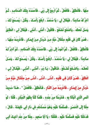 ~
76
~
َ‫ُدم‬‫ن‬ ، ِ‫د‬‫ِد‬‫م‬‫َا‬‫ح‬َ‫م‬ْ‫ل‬‫ا‬ َ‫ك‬ْ‫ل‬ِ‫ت‬ِ‫ب‬ ُ‫ه‬ُ‫د‬َ‫م‬ْ‫ح‬َ‫أ‬َ‫ف‬ ، ‫ِي‬‫َب‬‫ر‬ ‫َى‬‫ل‬ِ‫إ‬ ُ‫ا‬ِ‫ج‬ْ‫ر‬َ‫أ‬ َ‫ُم‬‫ن‬ ، ُ َ‫ع‬ْ‫ف‬َ‫أ‬َ‫ف‬ ، ُ‫ق‬ِ‫ل‬َ‫ط‬ْ‫ن‬َ‫أ‬َ‫ف‬ ، ‫َا‬‫ه‬ْ‫ا‬ِ‫م‬
‫ِي‬‫ل‬ ُ‫ل‬‫َا‬‫ق‬ُ‫ي‬َ‫ف‬ ، ‫ًا‬‫د‬ِ‫ج‬‫َا‬‫س‬ ُ‫ه‬َ‫ل‬ ُ‫ِر‬‫خ‬َ‫أ‬
:
ُ‫م‬ ‫َا‬‫ي‬
ْ ‫ُد‬‫ق‬َ‫و‬ ، َ‫ك‬َ‫ْسد‬‫أ‬َ‫ر‬ ْ‫ا‬َ‫ف‬ْ‫ر‬‫ا‬ ، ُ‫د‬َ‫َم‬‫ح‬
:
، َ‫ك‬‫َد‬‫ل‬ ْ‫ا‬َ‫م‬ْ‫ُسد‬‫ي‬
ُ‫ل‬‫ُو‬‫ق‬َ‫أ‬َ‫ف‬ ، ْ‫ا‬َ‫َف‬‫ش‬ُ‫ت‬ ْ‫ا‬َ‫ف‬ْ‫ش‬‫َا‬‫و‬ ، ْ‫ه‬َ‫ط‬ْ‫ع‬ُ‫ت‬ ْ َ‫س‬َ‫و‬
:
‫ِدي‬‫ل‬ ُ‫ل‬‫َا‬‫ق‬ُ‫ي‬َ‫ف‬ ، ‫ِي‬‫ت‬َ‫ُم‬‫أ‬ ، ‫ِي‬‫ت‬َ‫ُم‬‫أ‬
:
ْ‫ق‬‫ِد‬‫ل‬َ‫ط‬ْ‫ن‬‫ا‬
، ‫َدا‬‫ه‬ْ‫ا‬ِ‫م‬ ُ‫ه‬‫ْد‬‫ج‬ِ‫ر‬ْ‫خ‬َ‫أ‬َ‫ف‬ ، ٍ‫ن‬‫َدا‬‫م‬‫ِي‬‫إ‬ َ‫ن‬‫ِد‬‫م‬ ٍ‫ل‬َ‫د‬ْ‫ر‬‫َد‬‫خ‬ ْ‫ن‬‫ِد‬‫م‬ ٍ‫ة‬َ‫َب‬‫ح‬ ُ‫ل‬‫َا‬‫ق‬ْ‫ث‬ِ‫م‬ ِ‫ه‬ِ‫ب‬ْ‫ل‬َ‫ق‬ ‫ِي‬‫ف‬ َ‫ن‬‫َا‬‫ن‬ ْ‫ن‬َ‫م‬َ‫ف‬ ،
َ‫أ‬َ‫ف‬
ُ‫ه‬‫َد‬‫ل‬ ُ‫ِدر‬‫خ‬َ‫أ‬ َ‫ُم‬‫ن‬ ، ِ‫د‬ِ‫م‬‫َا‬‫ح‬َ‫م‬ْ‫ل‬‫ا‬ َ‫ك‬ْ‫ل‬ِ‫ت‬ِ‫ب‬ ُ‫ه‬ُ‫د‬َ‫م‬ْ‫ح‬َ‫أ‬َ‫ف‬ ، ‫ِي‬‫َب‬‫ر‬ ‫َى‬‫ل‬ِ‫إ‬ ُ‫د‬‫ُو‬‫ع‬َ‫أ‬ َ‫ُم‬‫ن‬ ، ُ َ‫ع‬ْ‫ف‬َ‫أ‬َ‫ف‬ ، ُ‫ق‬ِ‫ل‬َ‫ط‬ْ‫ن‬
‫ِي‬‫ل‬ ُ‫ل‬‫َا‬‫ق‬ُ‫ي‬َ‫ف‬ ، ‫ًا‬‫د‬ِ‫ج‬‫َا‬‫س‬
:
ْ ‫ُد‬‫ق‬َ‫و‬ ، َ‫ك‬َ‫ْسد‬‫أ‬َ‫ر‬ ْ‫ا‬‫َد‬‫ف‬ْ‫ر‬‫ا‬ ، ُ‫د‬‫َد‬‫َم‬‫ح‬ُ‫م‬ ‫َا‬‫ي‬
:
ْ َ‫َسد‬‫و‬ ، َ‫ك‬‫َد‬‫ل‬ ْ‫ا‬َ‫م‬ْ‫ُسد‬‫ي‬
ُ‫ل‬‫ُو‬‫ق‬َ‫أ‬‫د‬‫د‬َ‫ف‬ ، ْ‫ا‬َ‫ف‬ َ‫د‬‫د‬‫ُش‬‫ت‬ ْ‫ا‬َ‫ف‬ ْ‫د‬‫د‬‫َاش‬‫و‬ ، ْ‫ه‬‫د‬‫د‬َ‫ط‬ْ‫ع‬ُ‫ت‬
:
ََِ‫ر‬ ‫دا‬‫د‬َ‫ي‬
‫دي‬‫د‬ِ‫ل‬ ُ‫ل‬‫دا‬‫د‬َ‫ق‬ُ‫ي‬َ‫ف‬ ، ‫دي‬‫د‬ِ‫ت‬َ‫ُم‬‫أ‬ ، ‫دي‬‫د‬ِ‫ت‬َ‫ُم‬‫أ‬ ،
:
ْ‫ن‬‫ِد‬‫م‬ ٍ‫ة‬‫َد‬‫َب‬‫ح‬ ِ‫ل‬‫َدا‬‫ق‬ْ‫ث‬ِ‫م‬ ْ‫ن‬‫ِد‬‫م‬ ‫َدى‬‫ن‬ْ‫د‬َ‫أ‬ ، ‫َدى‬‫ن‬ْ‫د‬َ‫أ‬ ، ‫َدى‬‫ن‬ْ‫د‬َ‫أ‬ ، ِ‫ه‬‫ِد‬‫ب‬ْ‫ل‬َ‫ق‬ ‫ِدي‬‫ف‬ َ‫ن‬‫َدا‬‫ن‬ ْ‫ن‬‫َد‬‫م‬َ‫ف‬ ، ْ‫ق‬ِ‫ل‬َ‫ط‬ْ‫ن‬‫ا‬
ِ‫ر‬‫َدا‬‫الا‬ َ‫ن‬‫ِد‬‫م‬ ُ‫ه‬‫ْد‬‫ج‬ِ‫ر‬ْ‫خ‬َ‫أ‬َ‫ف‬ ، ٍ‫ن‬‫َدا‬‫م‬‫ِي‬‫إ‬ َ‫ن‬ِ‫م‬ ٍ‫ل‬َ‫د‬ْ‫ر‬َ‫خ‬
ُ ‫َد‬‫ع‬ْ‫ف‬َ‫أ‬َ‫ف‬ ، ُ‫ق‬ِ‫ل‬َ‫ط‬ْ‫ن‬َ‫أ‬‫َد‬‫ف‬ ،
"
ُ‫ث‬‫ِي‬‫د‬‫َد‬‫ح‬ ‫َا‬‫ذ‬‫َد‬‫ه‬ ،
ْ‫ن‬َ‫أ‬ ‫ِي‬‫ذ‬َ‫ال‬ ٍ‫س‬َ‫ن‬َ‫أ‬
‫َا‬‫ا‬ْ‫ل‬ُ‫ق‬ ، ِ‫ن‬‫َا‬‫َب‬‫ج‬ْ‫ل‬‫ا‬ ِ‫ر‬ْ‫ه‬َ‫ظ‬ِ‫ب‬ ‫َا‬‫ُا‬‫ن‬ ‫َا‬‫َم‬‫ل‬َ‫ف‬ ، ِ‫ه‬ِ‫د‬ْ‫ا‬ِ‫ع‬ ْ‫ن‬ِ‫م‬ ‫َا‬‫ا‬ْ‫ج‬َ‫ر‬َ‫خ‬َ‫ف‬ ، ِ‫ه‬ِ‫ب‬ ‫َا‬‫ن‬َ‫أ‬َ‫ب‬
:
ْ‫و‬َ‫ل‬
َ‫ل‬‫َدا‬‫ق‬ ، َ‫ة‬‫َد‬‫ف‬‫ِي‬‫ل‬َ‫خ‬ ‫ِي‬‫ب‬َ‫أ‬ ِ‫ر‬‫َا‬‫د‬ ‫ِي‬‫ف‬ ٍ‫ف‬ْ‫خ‬َ‫ت‬ْ‫س‬ُ‫م‬ َ‫و‬ُ‫ه‬َ‫و‬ ِ‫ه‬ْ‫ي‬َ‫ل‬َ‫ع‬ ‫َا‬‫ا‬ْ‫م‬َ‫َل‬‫س‬َ‫ف‬ ، ِ‫ن‬َ‫س‬َ‫ح‬ْ‫ل‬‫ا‬ ‫َى‬‫ل‬ِ‫إ‬ ‫َا‬‫ا‬ْ‫ل‬ِ‫م‬
:
‫َا‬‫ا‬ْ‫ل‬ُ‫ق‬َ‫ف‬ ، ِ‫ه‬ْ‫ي‬َ‫ل‬َ‫ع‬ ‫َا‬‫ا‬ْ‫م‬َ‫َل‬‫س‬َ‫ف‬ ِ‫ه‬ْ‫ي‬َ‫ل‬َ‫ع‬ ‫َا‬‫ا‬ْ‫ل‬َ‫خ‬َ‫د‬َ‫ف‬
:
‫ِدي‬‫ب‬َ‫أ‬ َ‫ك‬‫ِيد‬‫خ‬َ‫أ‬ ِ‫د‬ْ‫ا‬ِ‫ع‬ ْ‫ن‬ِ‫م‬ ‫َا‬‫ا‬ْ‫ئ‬ِ‫ج‬ ، ٍ‫د‬‫ِي‬‫ع‬َ‫س‬ ‫َا‬‫ب‬َ‫أ‬ ‫َا‬‫ي‬
 