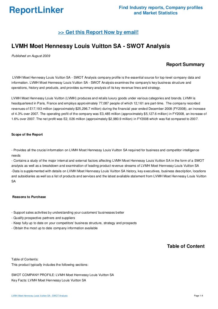 LVMH Moet Hennessy Louis Vuitton SA - SWOT Analysis