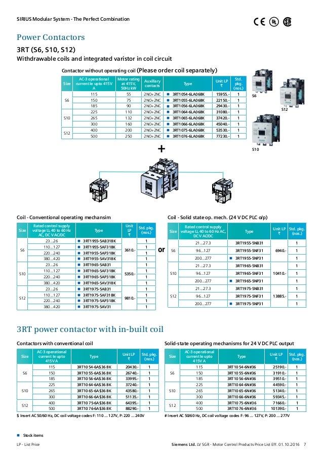 Siemens Lv Switchgear Motor Control Products Price List IUCN Water