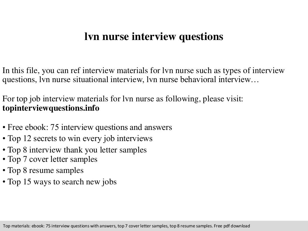 Lvn nurse interview questions
