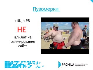 Пузомерки
тИЦ и PR
НЕ
влияют на
ранжирование
сайта
 